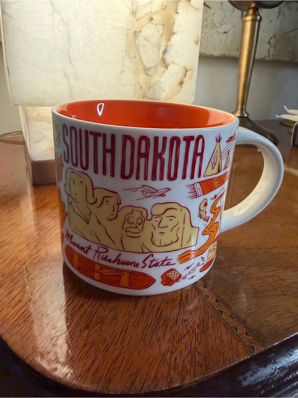 Starbucks South Dakota Ceramic Mug - Orange and White 14 OZ